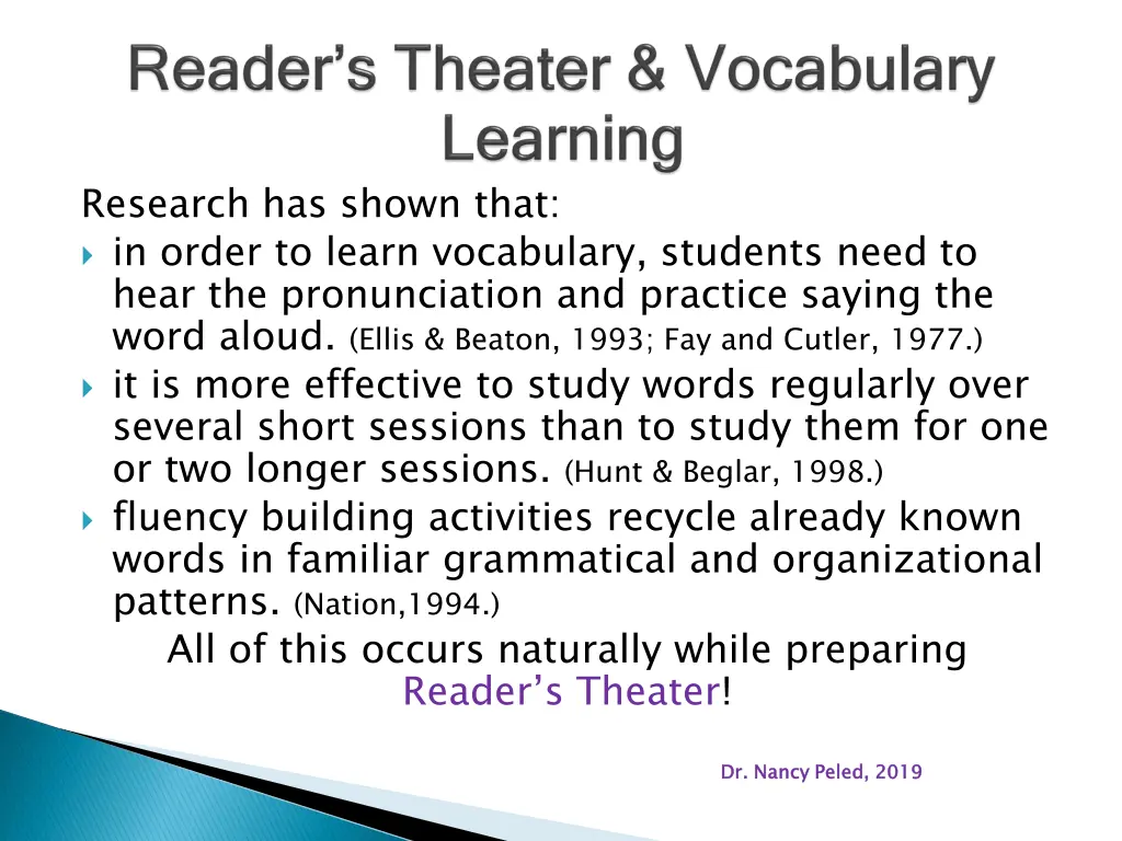 research has shown that in order to learn