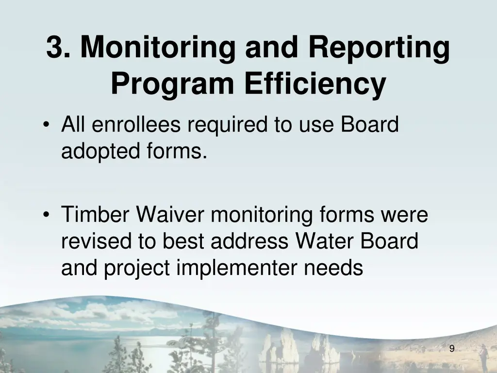 3 monitoring and reporting program efficiency