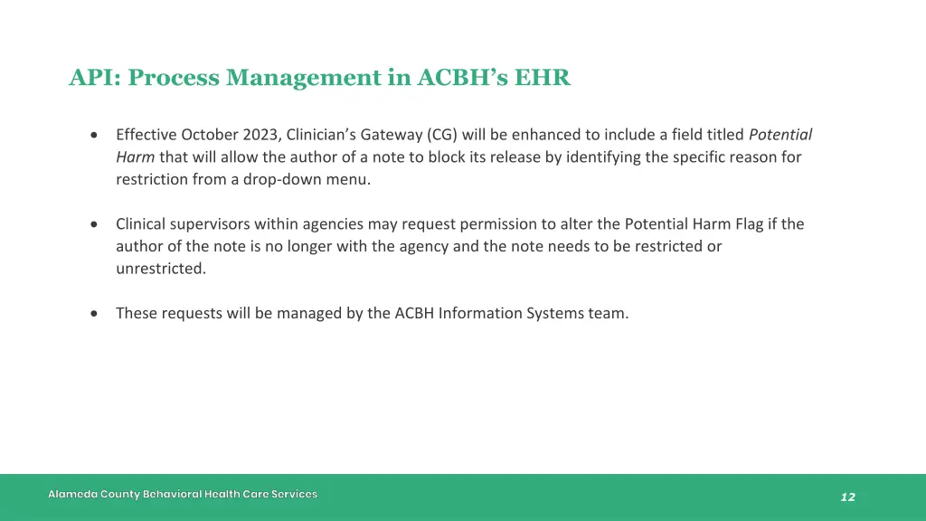 api process management in acbh s ehr