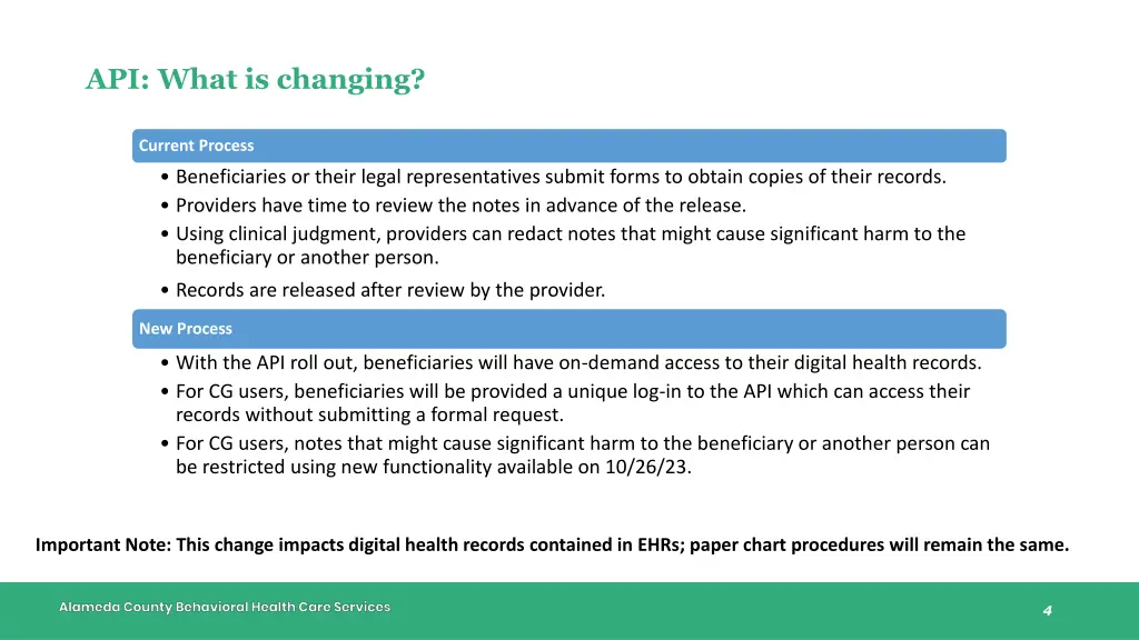 api what is changing