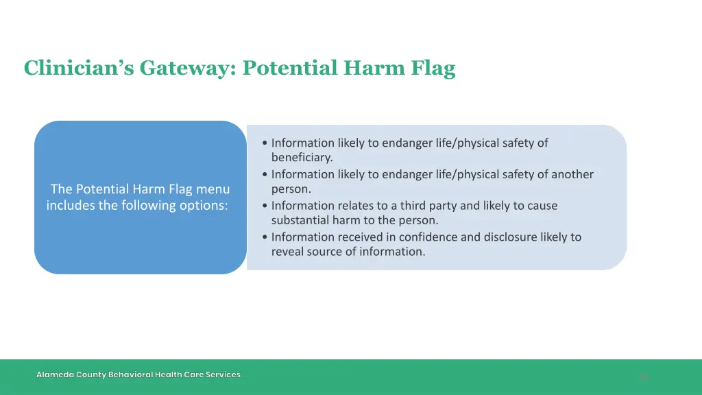 clinician s gateway potential harm flag