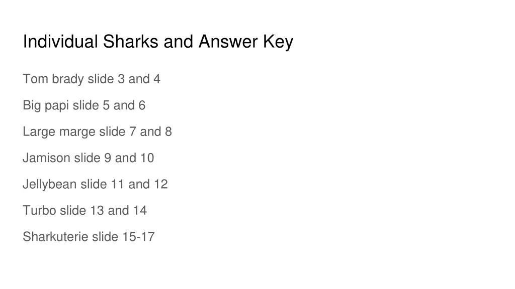 individual sharks and answer key