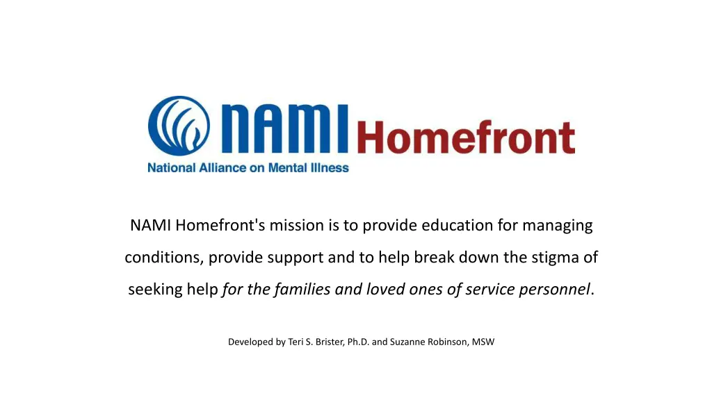 nami homefront s mission is to provide education