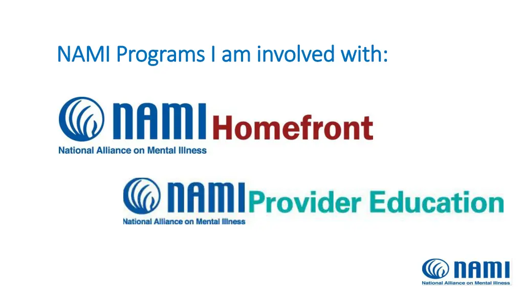 nami programs i am involved with nami programs