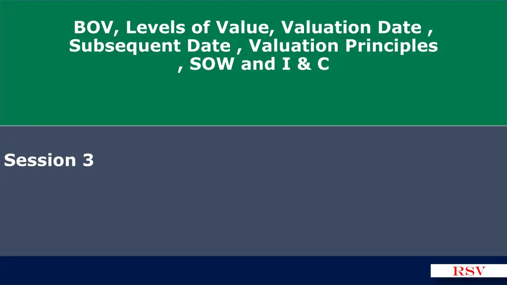 bov levels of value valuation date subsequent