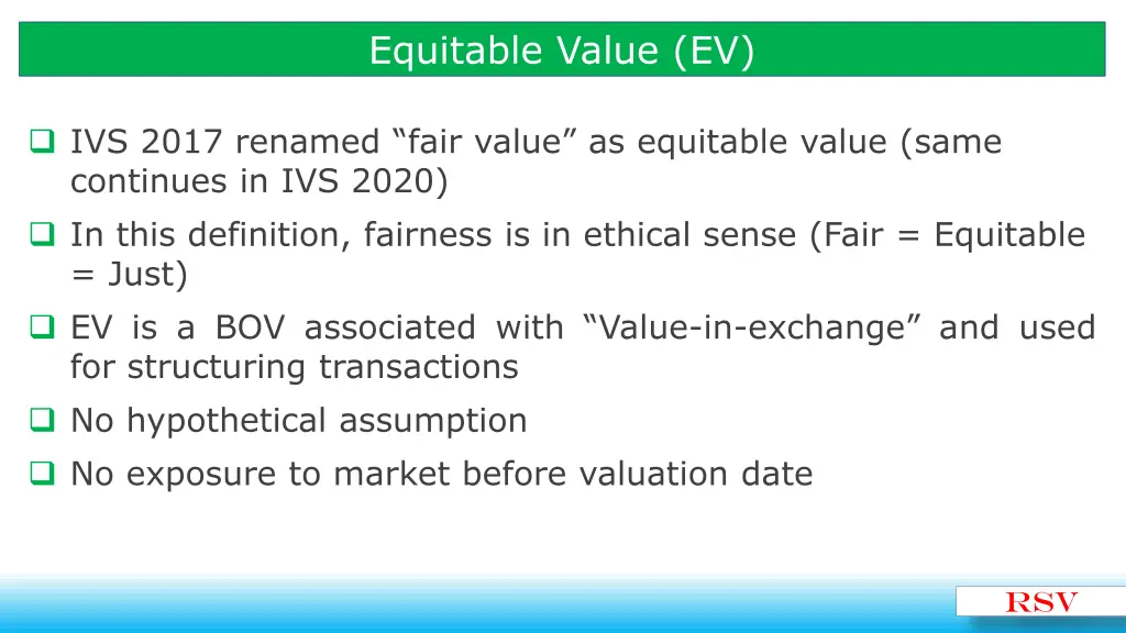 equitable value ev 1