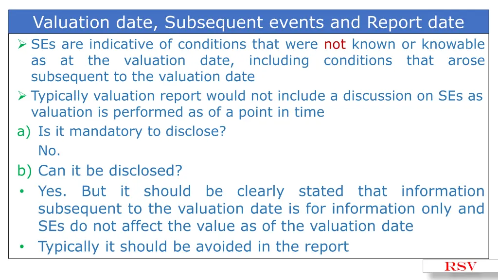 valuation date subsequent events and report date 6