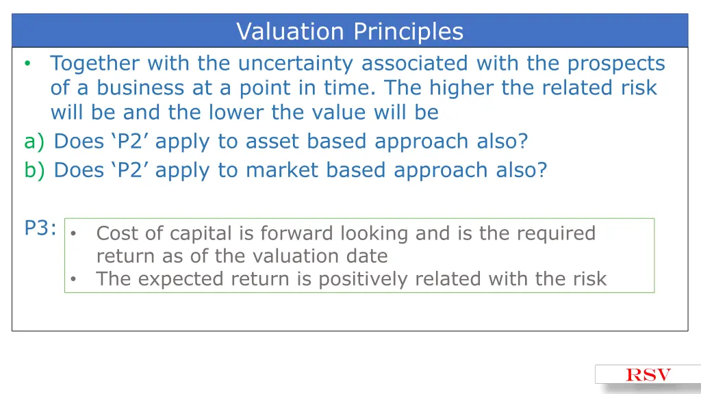 valuation principles 1