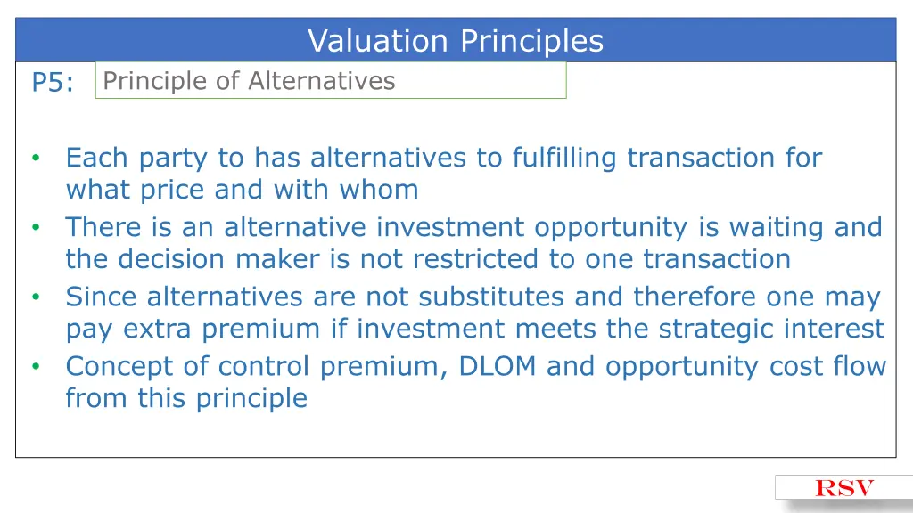 valuation principles 3