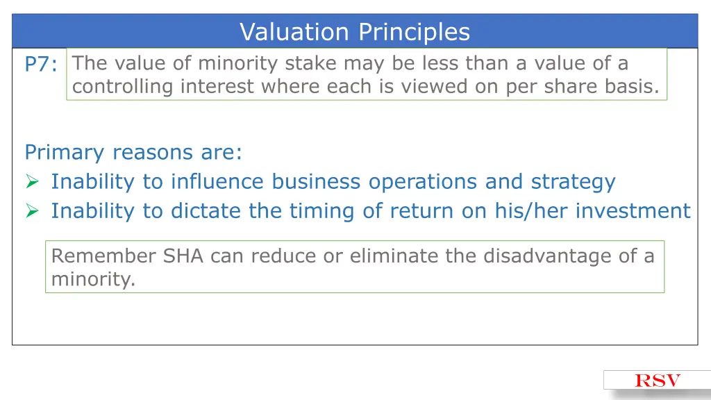 valuation principles 6
