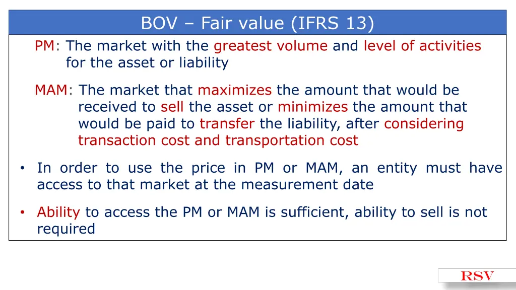 bov fair value ifrs 13 pm the market with