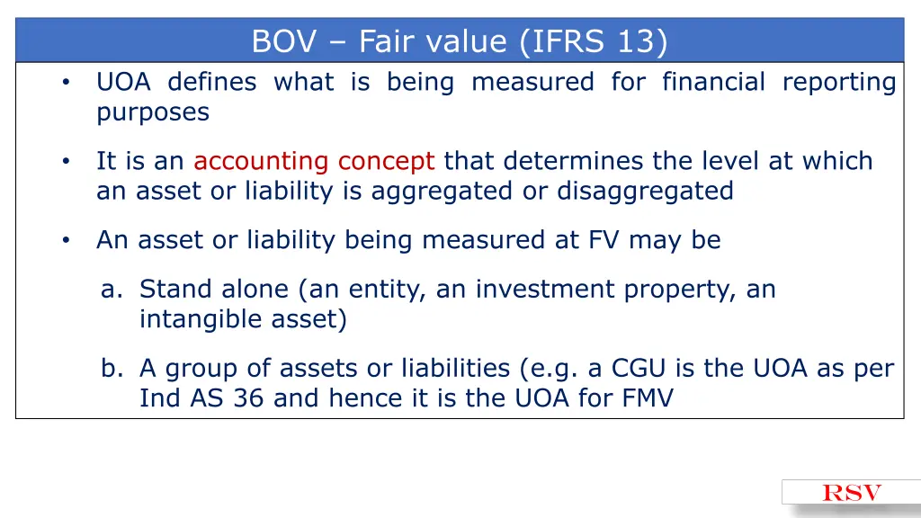 bov fair value ifrs 13 uoa defines what is being
