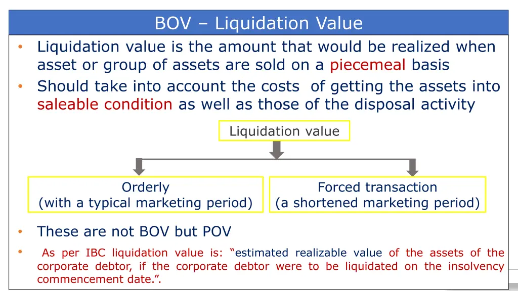 bov liquidation value