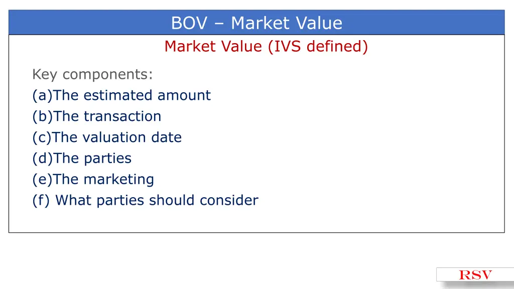 bov market value market value ivs defined 1