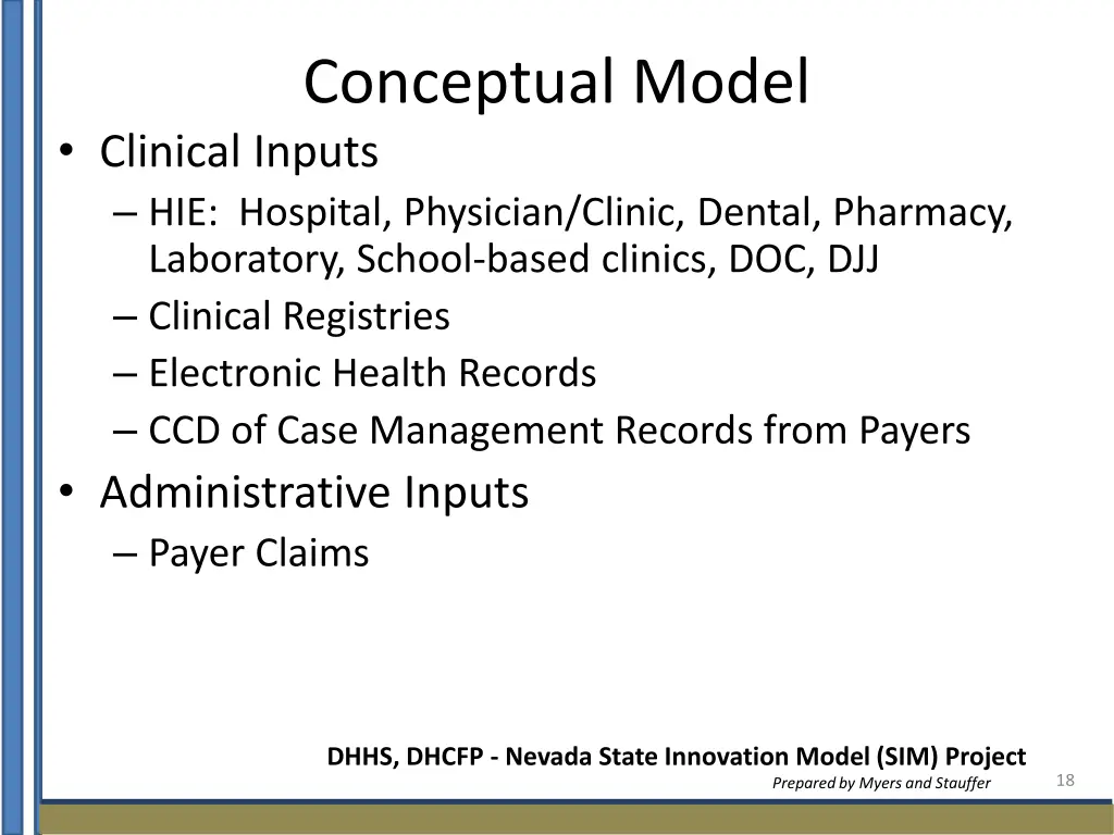 conceptual model clinical inputs hie hospital