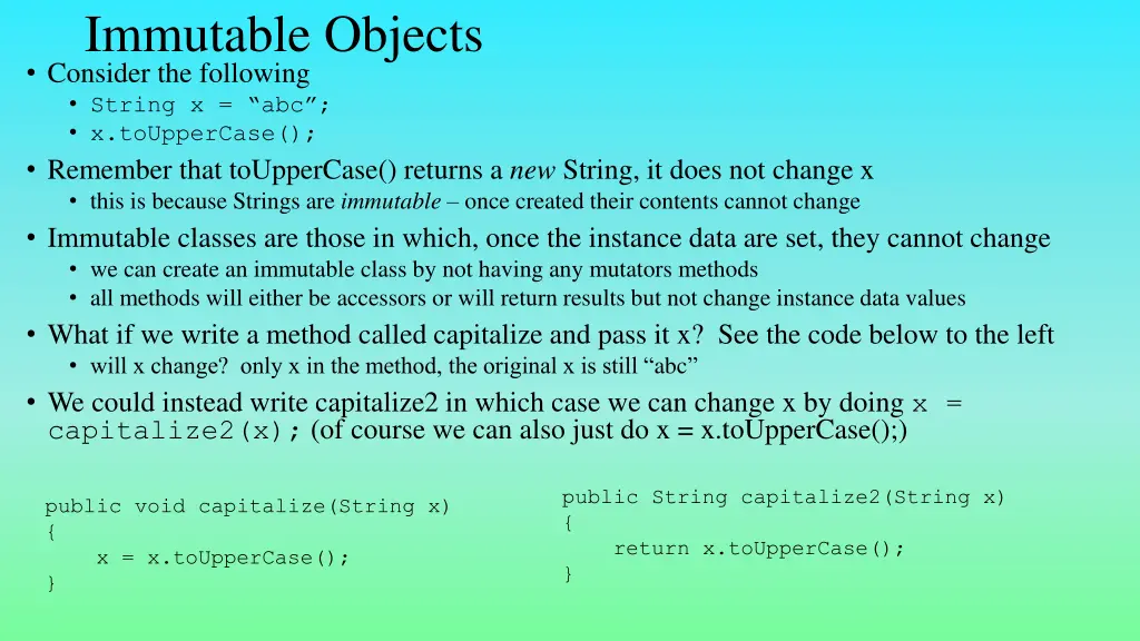 immutable objects consider the following string