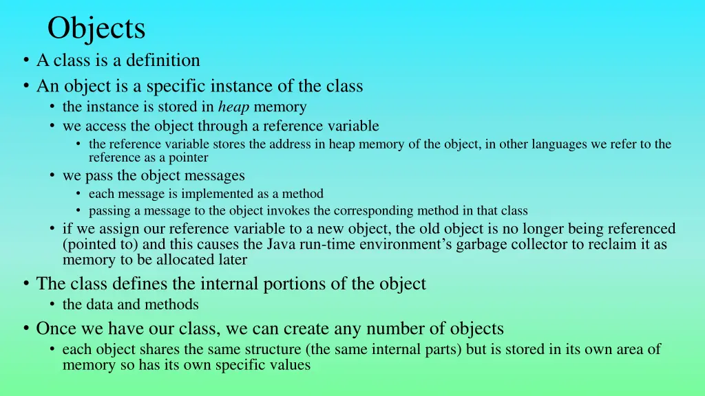 objects a class is a definition an object