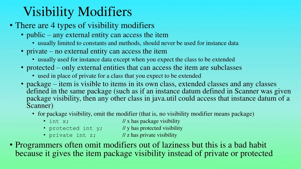 visibility modifiers there are 4 types