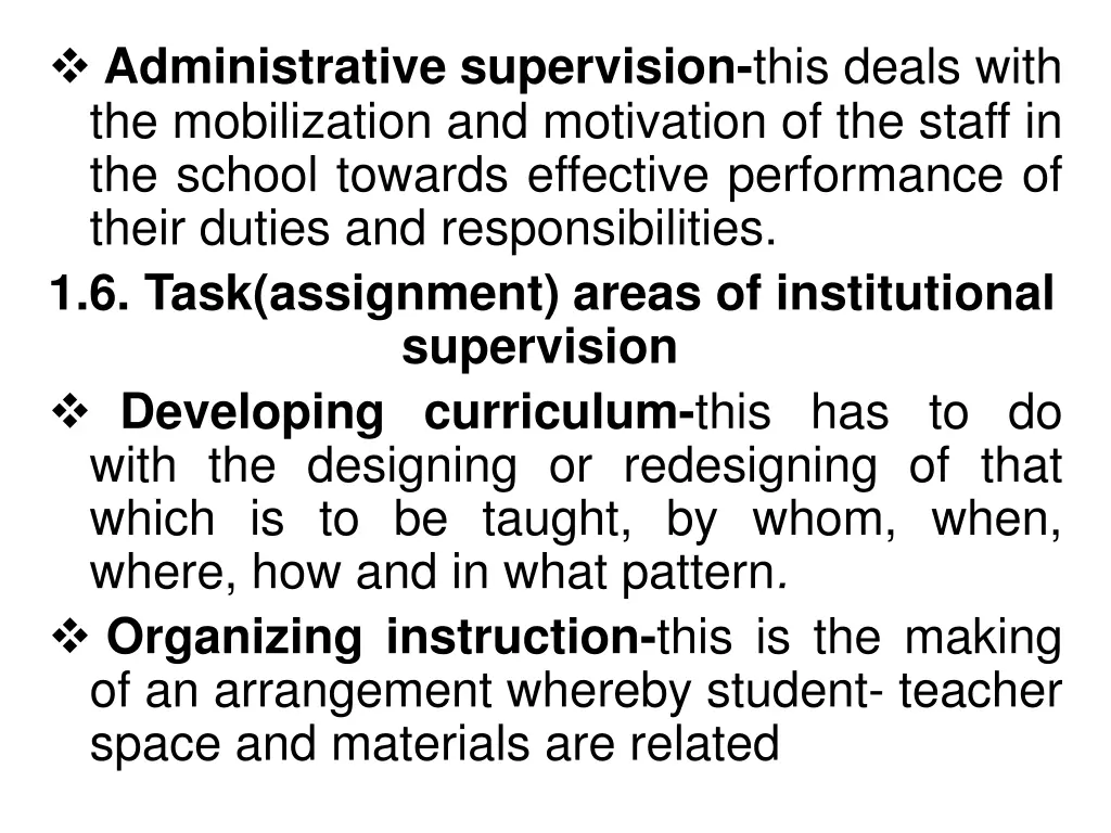 administrative supervision this deals with