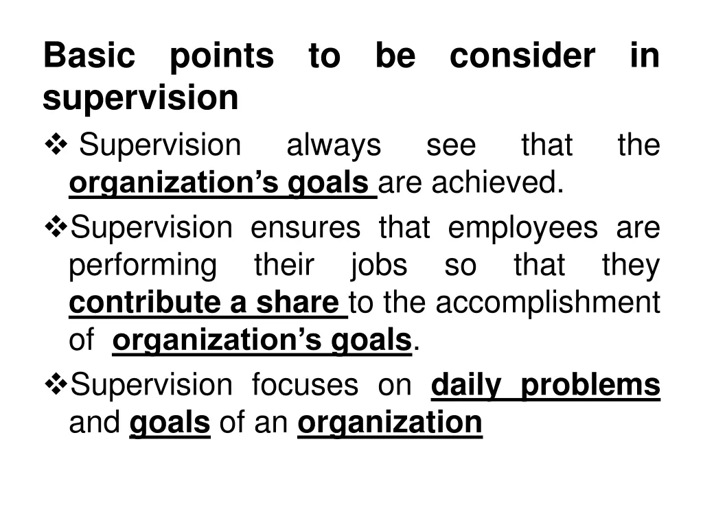 basic supervision supervision organization