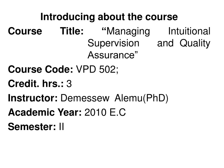 introducing about the course course title