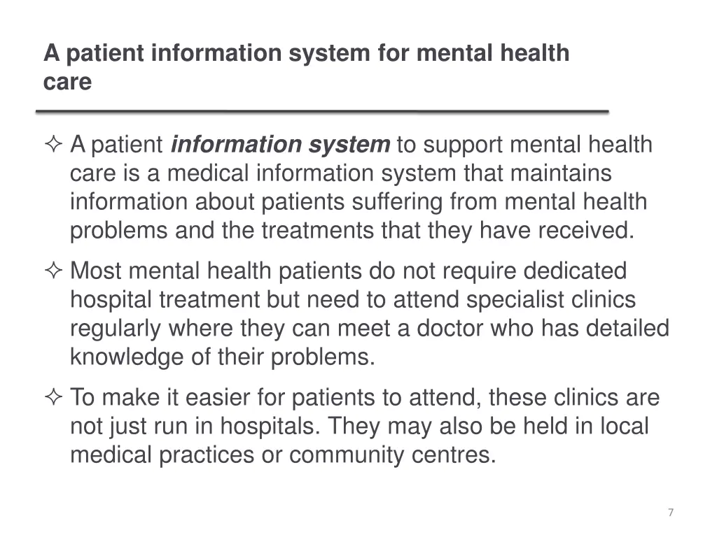 a patient information system for mental health
