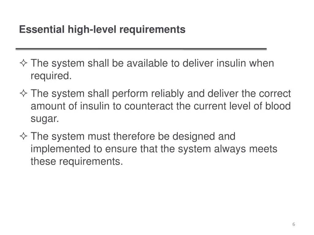 essential high level requirements