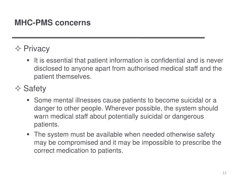 mhc pms concerns