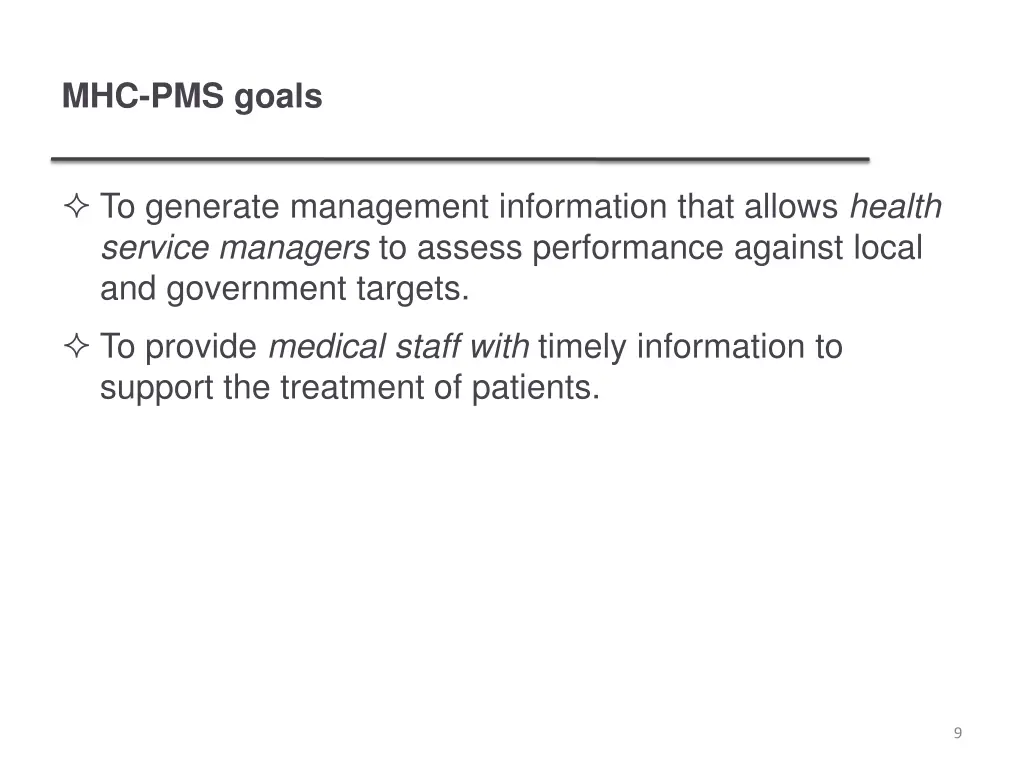 mhc pms goals