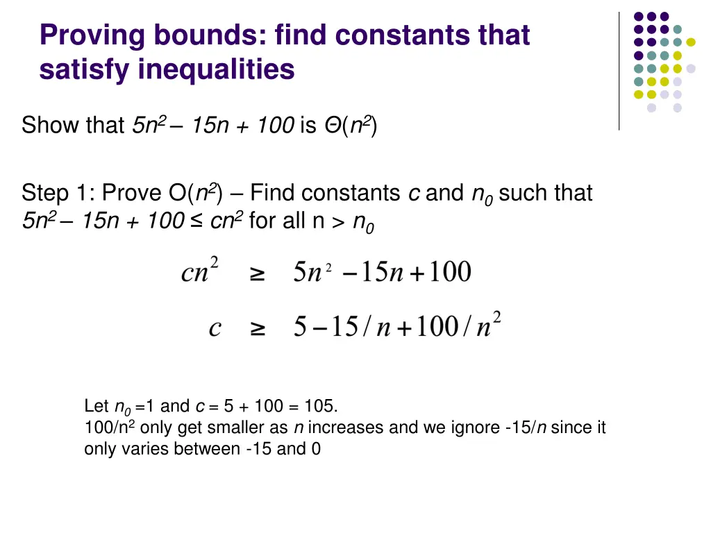 proving bounds find constants that satisfy