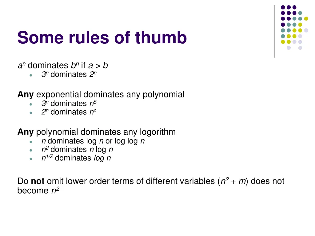 some rules of thumb 1