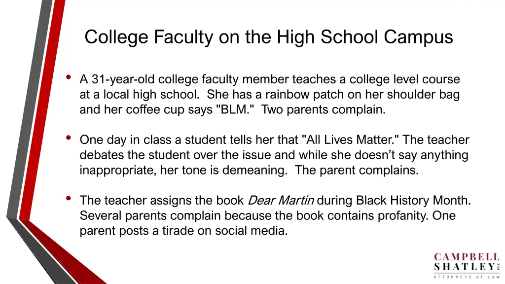 college faculty on the high school campus