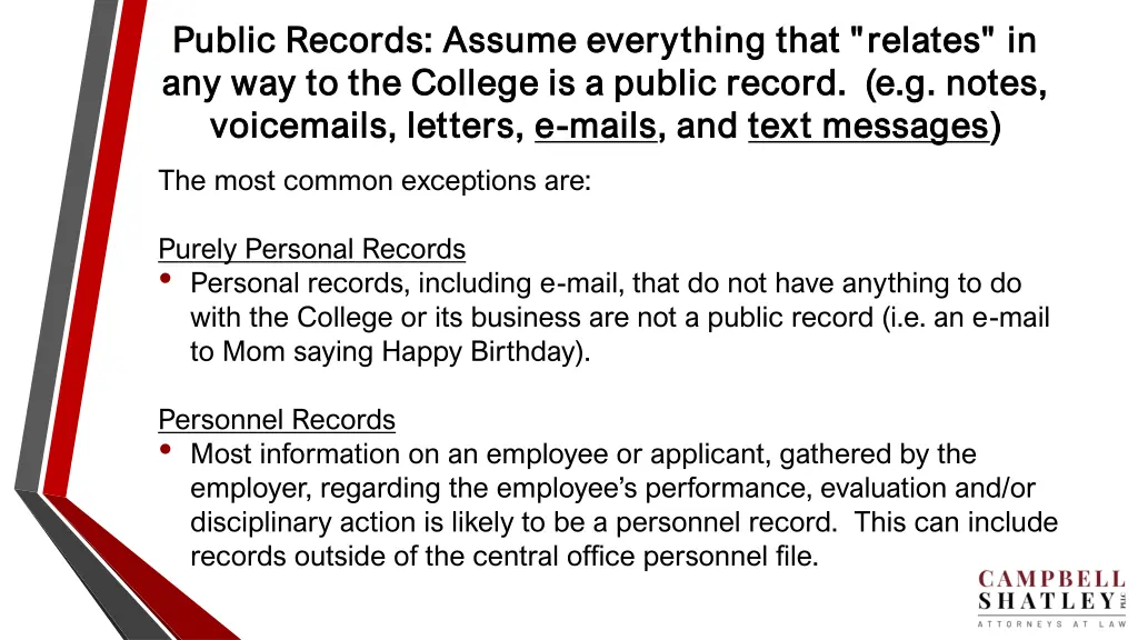 public records assume everything that relates