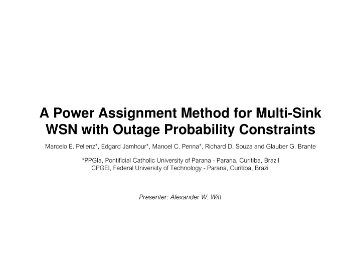 a power assignment method for multi sink wsn with