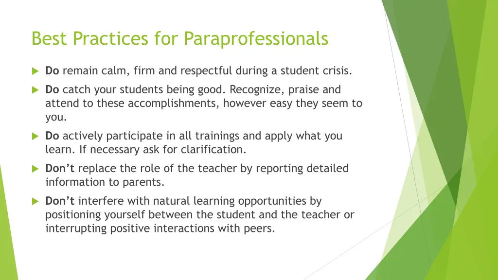 best practices for paraprofessionals 2