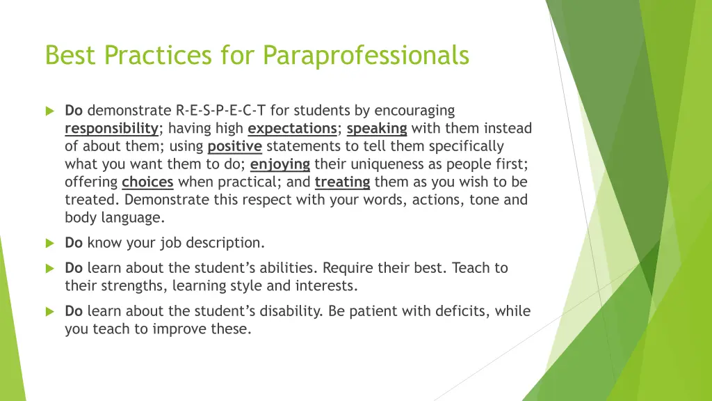 best practices for paraprofessionals