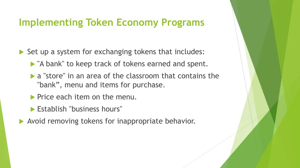 implementing token economy programs