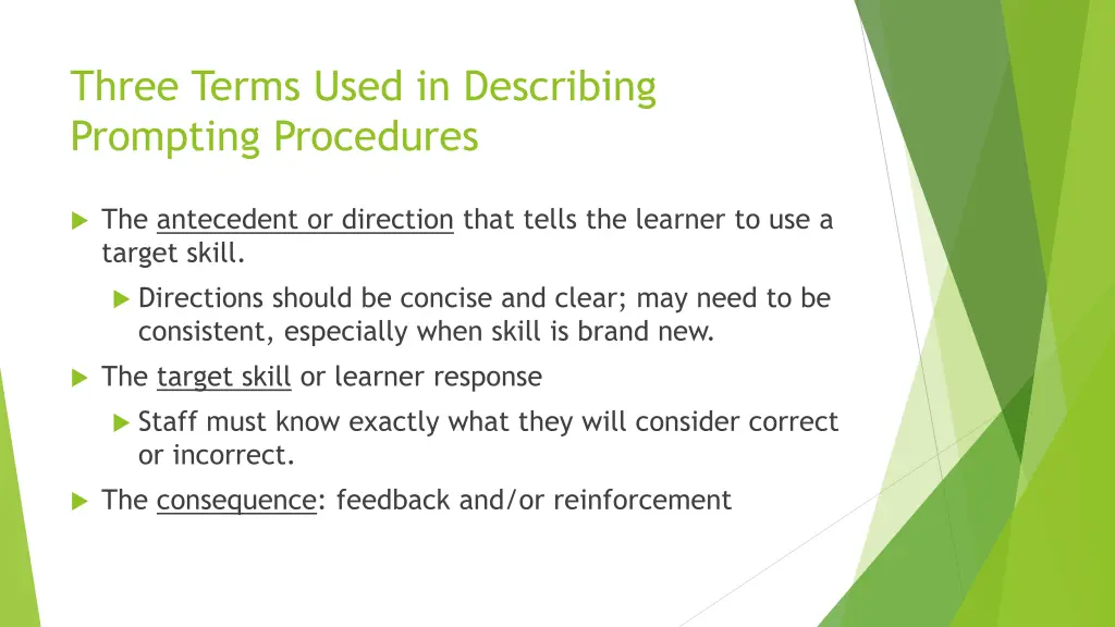 three terms used in describing prompting