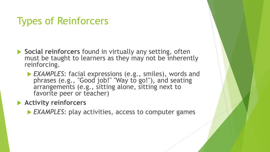 types of reinforcers 1