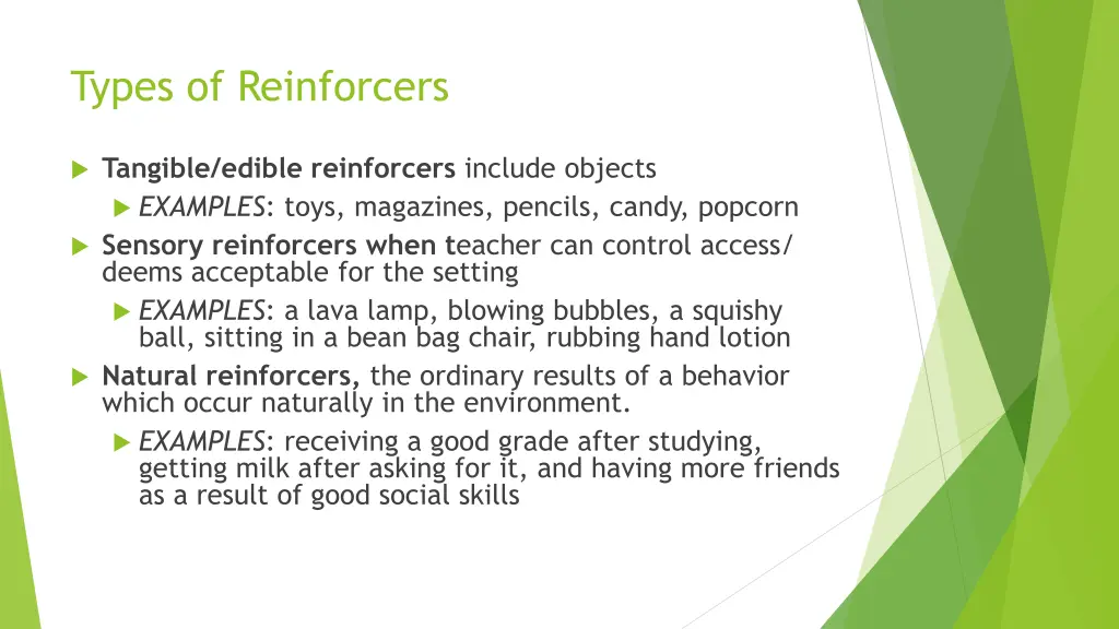 types of reinforcers 2