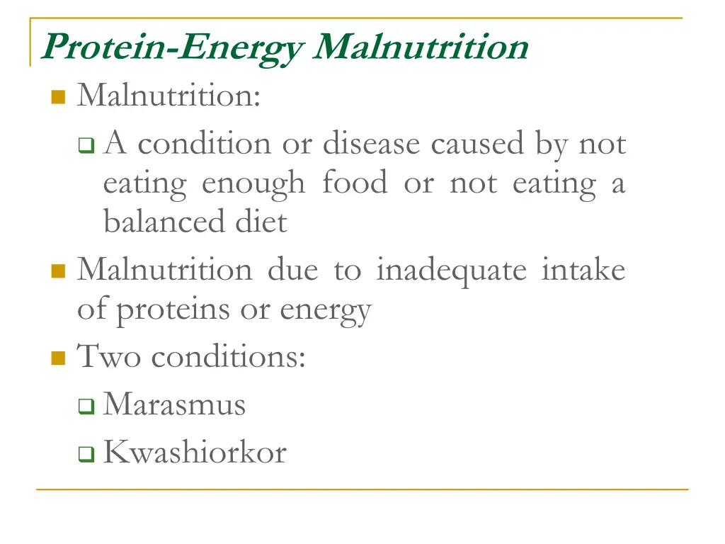 protein energy malnutrition malnutrition