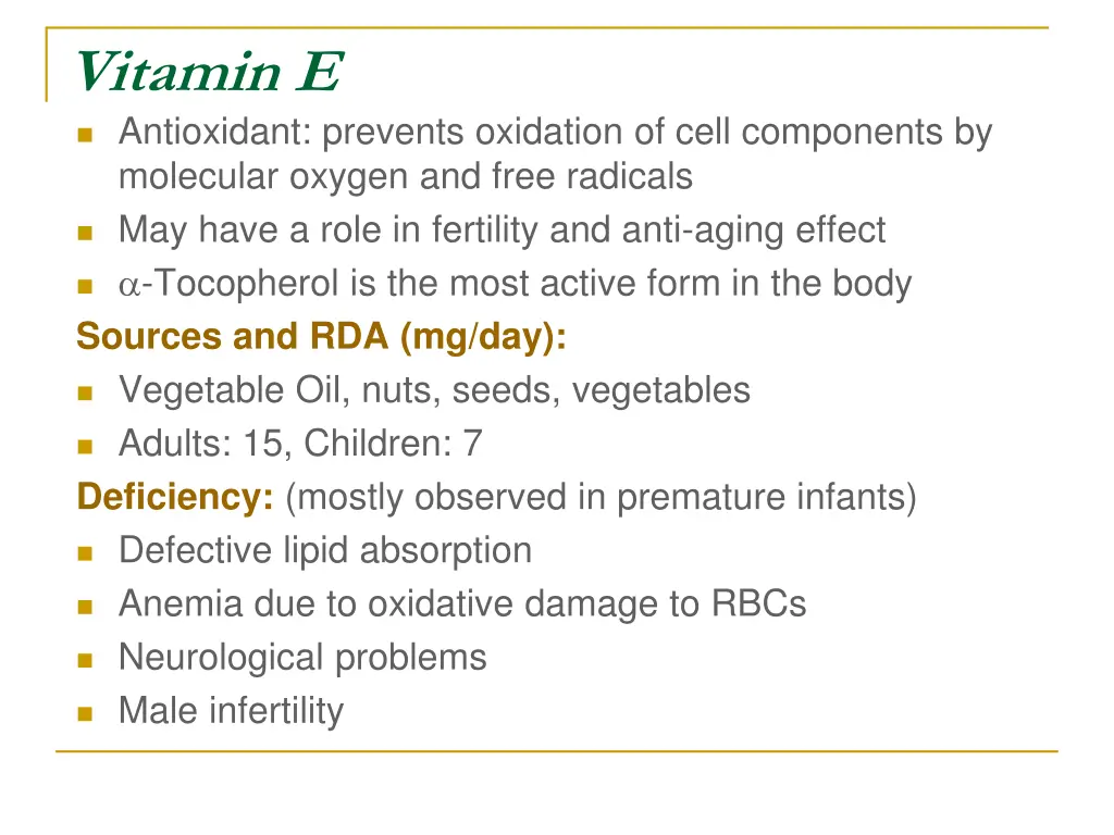 vitamin e antioxidant prevents oxidation of cell
