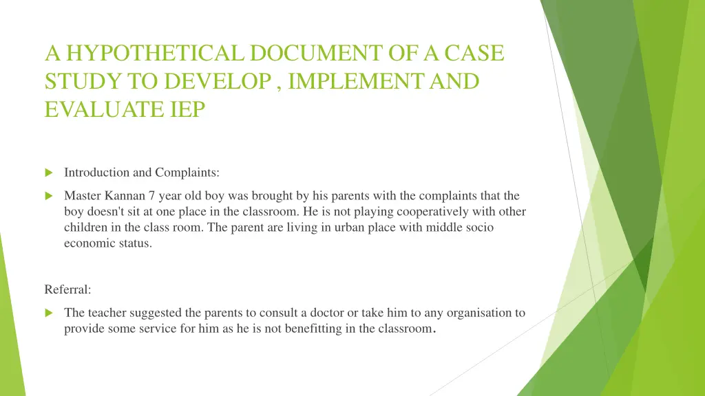 a hypothetical document of a case study