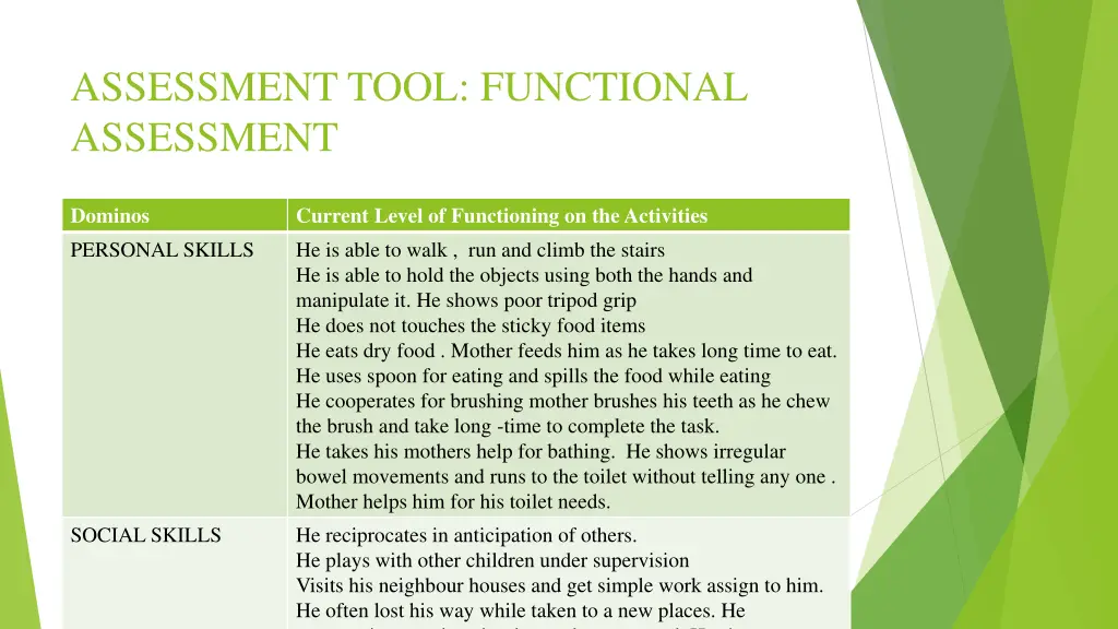 assessment tool functional assessment