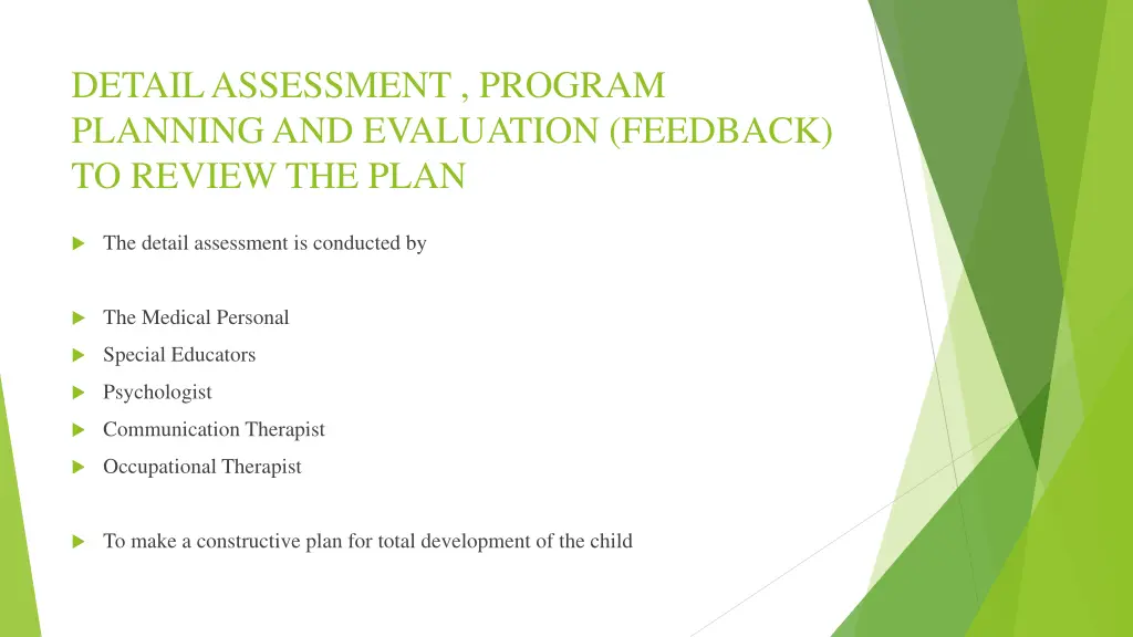 detail assessment program planning and evaluation