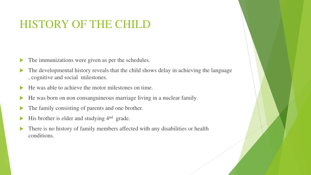 history of the child 1