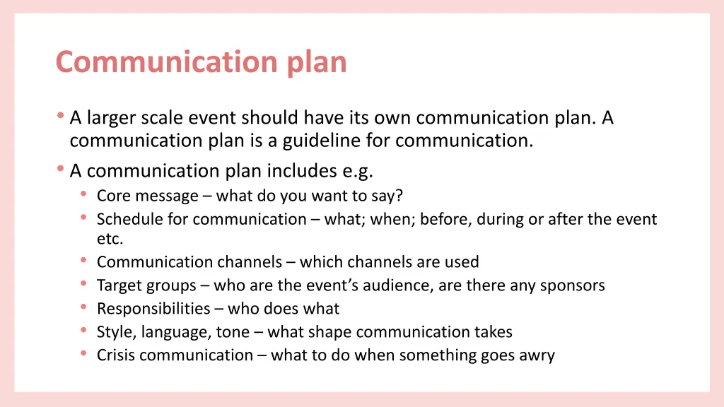 communication plan