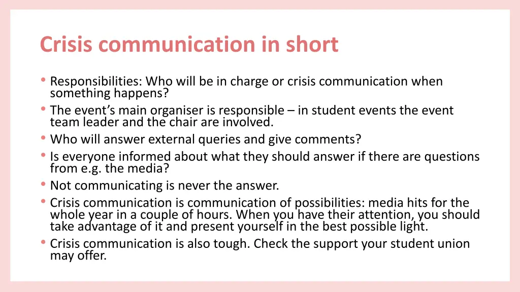 crisis communication in short