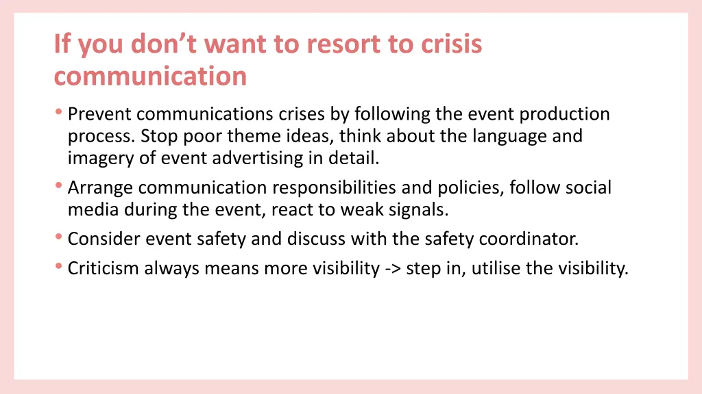 if you don t want to resort to crisis