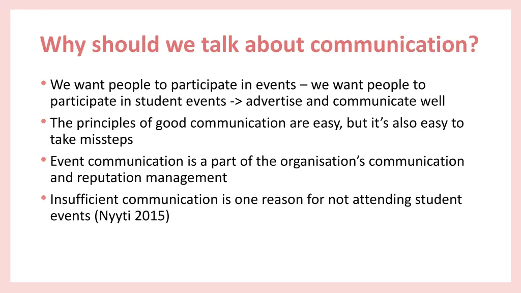 why should we talk about communication